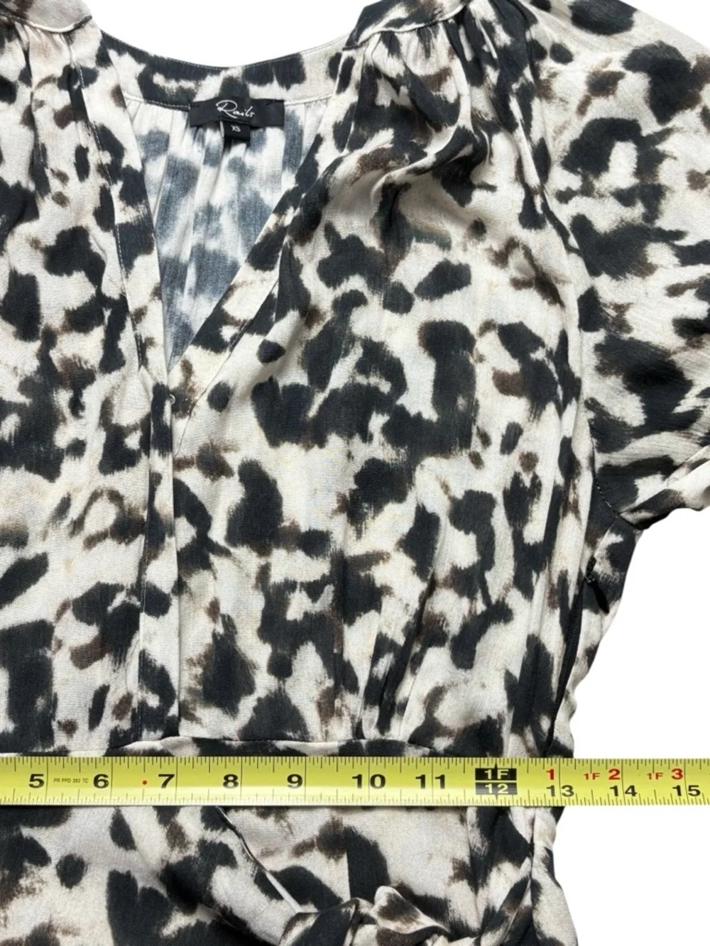Rails Tyra Blurred Cheetah Faux Wrap Midi Dress • Size XS • MSRP $268